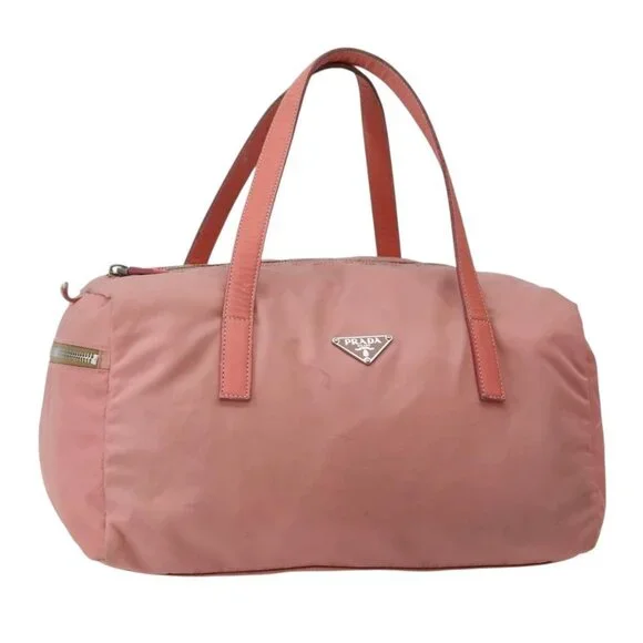 PRADA Hand Bag Nylon Pink Silver Auth